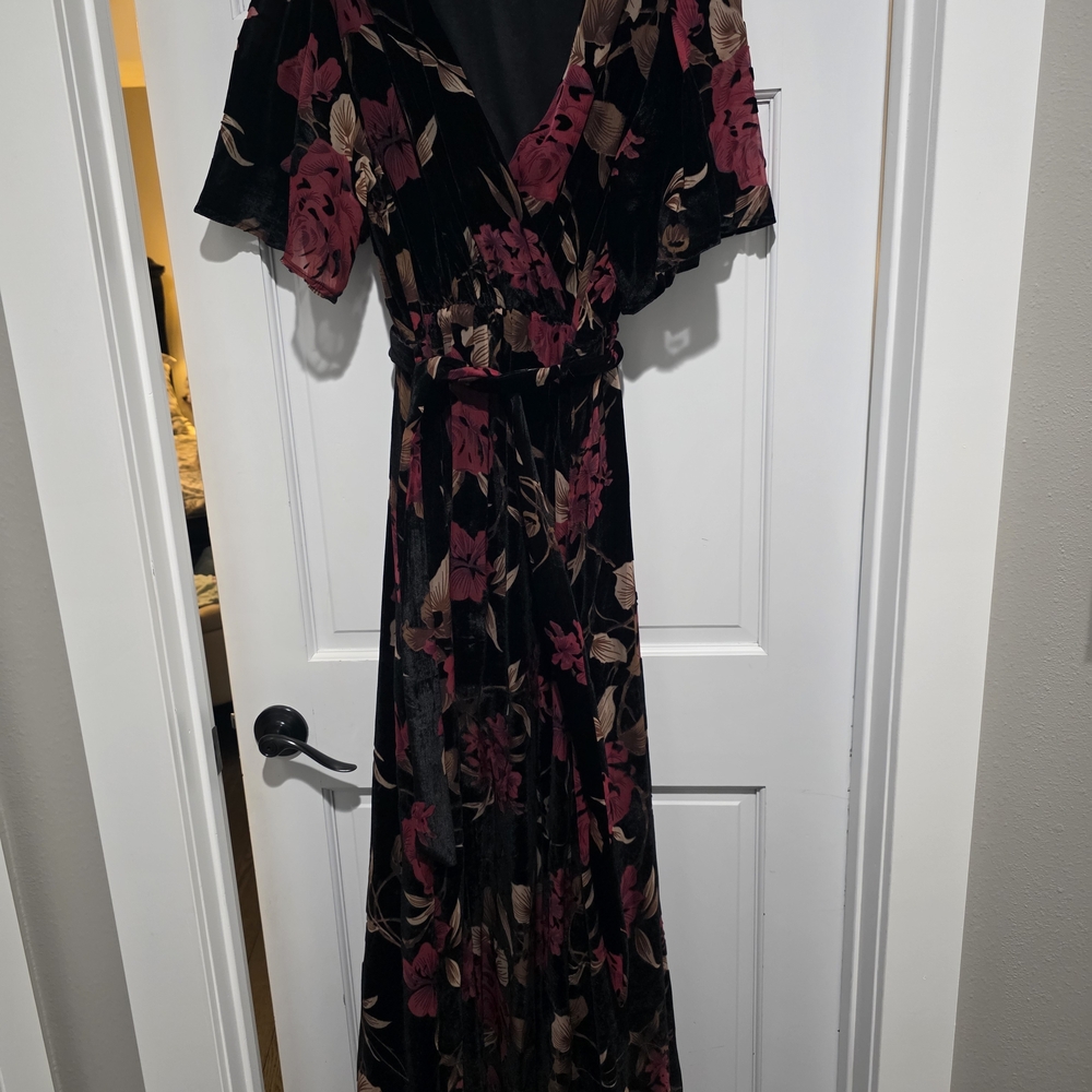 Floral Black and Pink Maxi Dress